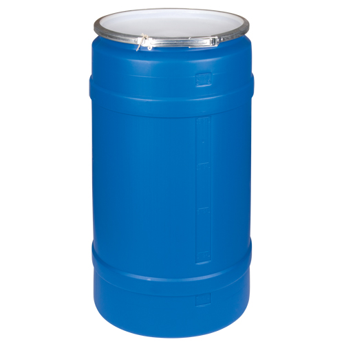 Barils en poly&eacute;thyl&egrave;ne, 30 gal. US (25 gal. imp.), Dessus ouvert, Bleu M & M Nord Ouest Inc