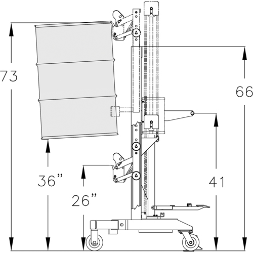Manipulateur ergonomique de baril &agrave; port&eacute;e &eacute;lev&eacute;, DM-100-HR, 30 - 85 gal. US (25 - 70 gal. imp.) M & M Nord Ouest Inc