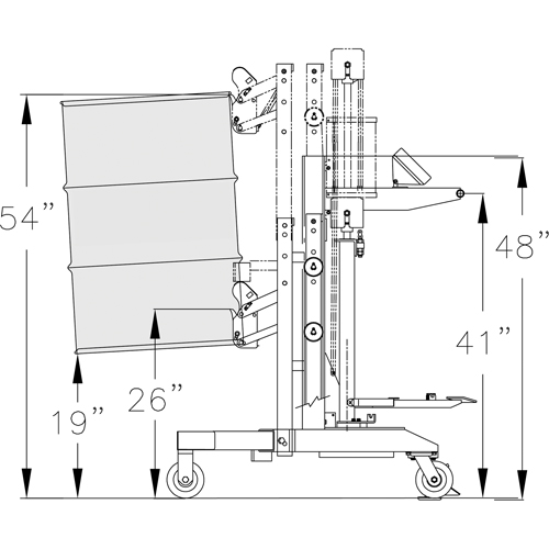 Ergonomic Drum Handler Scale Model - DM-1100-S, 30 - 85 US Gal. (25 - 70 Imperial Gal.) M & M Nord Ouest Inc