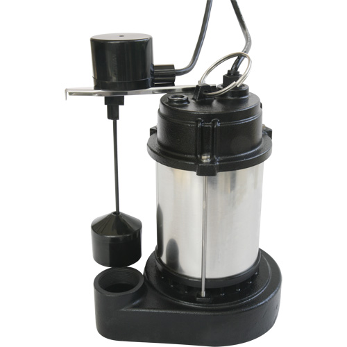 Stainless Steel Housing-Cast Iron Base Sump Pump, 1/3 HP, 3630 GPH Flow Rate M & M Nord Ouest Inc