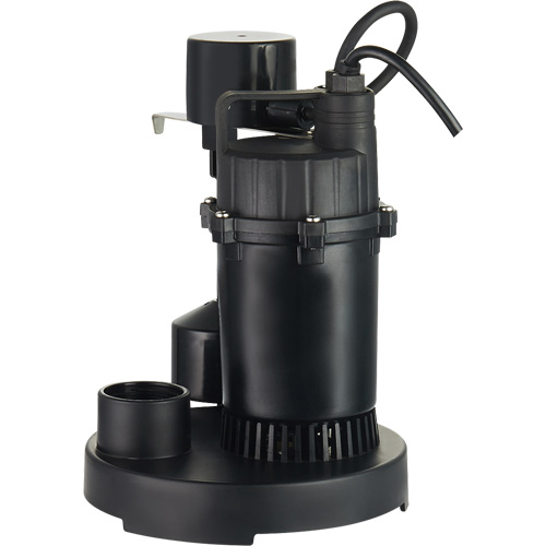 Thermoplastic Submersible Sump Pump, 2560 GPH, 115 V, 4.6 A, 1/3 HP M & M Nord Ouest Inc