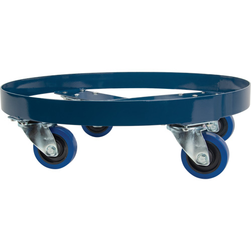 Drum Dolly, Steel, 1400 lbs. Capacity, 24" Diameter, Blue Elastic Casters M & M Nord Ouest Inc