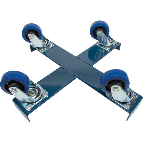 Chariot pour baril, Acier, Capacit&eacute;e 1400 lb, Diam&egrave;tre 24", Roue en &eacute;lastique bleu M & M Nord Ouest Inc