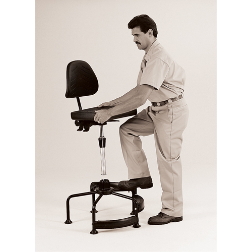 Industrial Stool, Stationary, Adjustable, 38" - 45", Polyurethane Seat, Black M & M Nord Ouest Inc