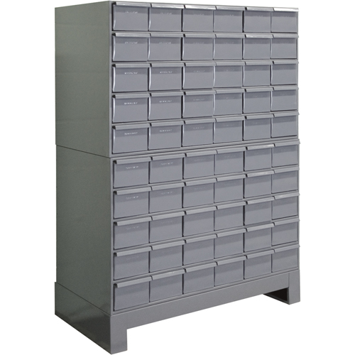 Armoires &agrave; tiroirs industriels avec base, 60 tiroirs, 34-1/8" la x 12-1/4" p x 48-1/8" h, Gris M & M Nord Ouest Inc