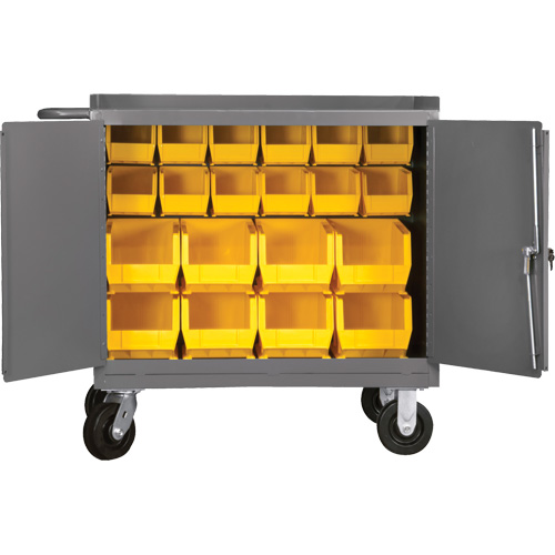 Mobile Workbench Cabinet with Bins, Steel Surface M & M Nord Ouest Inc
