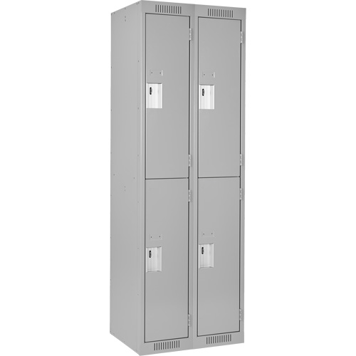 Clean Line Lockers, 2 -tier, Bank of 2, 24" x 18" x 72", Steel, Grey, Rivet (Assembled) M & M Nord Ouest Inc