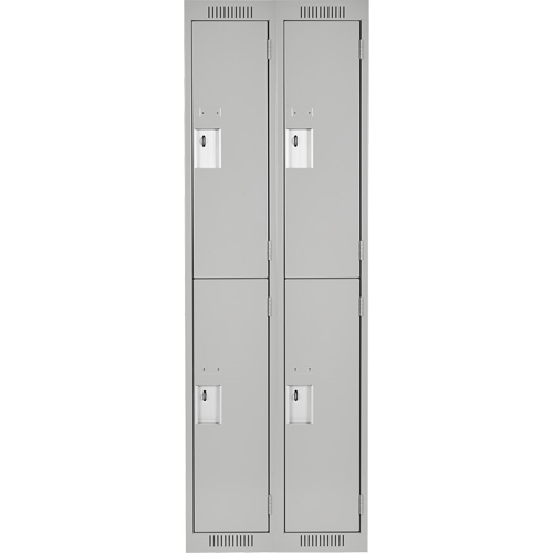 Clean Line Lockers, 2 -tier, Bank of 2, 24" x 18" x 72", Steel, Grey, Rivet (Assembled) M & M Nord Ouest Inc