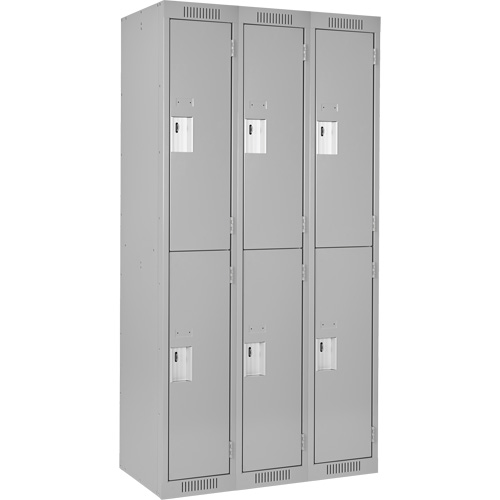 Clean Line Lockers, 2 -tier, Bank of 3, 36" x 18" x 72", Steel, Grey, Rivet (Assembled) M & M Nord Ouest Inc