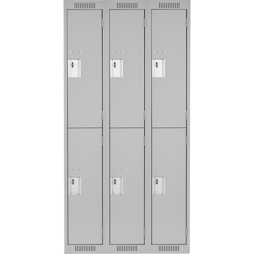 Clean Line Lockers, 2 -tier, Bank of 3, 36" x 18" x 72", Steel, Grey, Rivet (Assembled) M & M Nord Ouest Inc