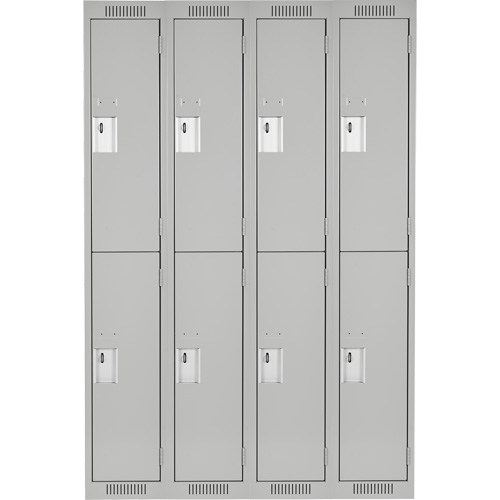 Clean Line Lockers, 2 -tier, Bank of 4, 48" x 18" x 72", Steel, Grey, Rivet (Assembled) M & M Nord Ouest Inc