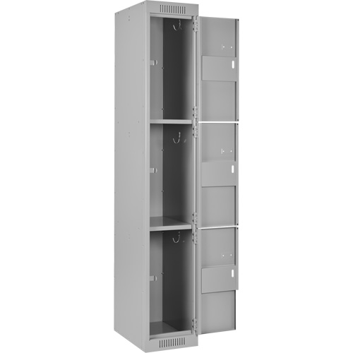 Clean Line Lockers, 3 -tier, Bank of 3, 36" x 18" x 72", Steel, Grey, Rivet (Assembled) M & M Nord Ouest Inc