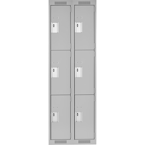 Clean Line Lockers, 3 -tier, Bank of 2, 24" x 18" x 72", Steel, Grey, Rivet (Assembled) M & M Nord Ouest Inc