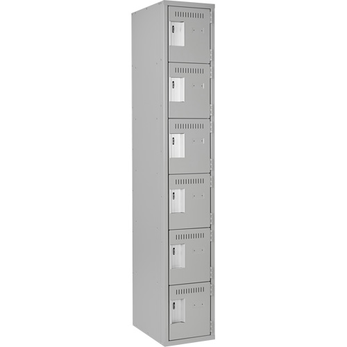 Clean Line Lockerettes, 6 -tier, 12" x 18" x 72", Steel, Grey, Rivet (Assembled) M & M Nord Ouest Inc
