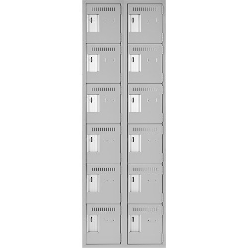 Clean Line Lockerettes, 6 -tier, Bank of 2, 24" x 18" x 72", Steel, Grey, Rivet (Assembled) M & M Nord Ouest Inc