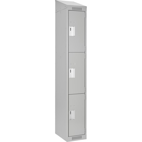 Clean Line Lockers, 3 -tier, 12" x 18" x 78", Steel, Grey, Rivet (Assembled) M & M Nord Ouest Inc