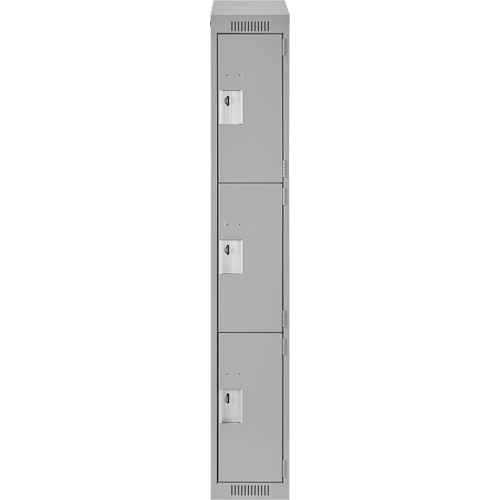 Clean Line Lockers, 3 -tier, 12" x 18" x 78", Steel, Grey, Rivet (Assembled) M & M Nord Ouest Inc
