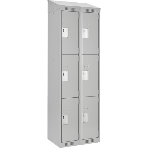 Clean Line Lockers, 3 -tier, Bank of 2, 24" x 18" x 78", Steel, Grey, Rivet (Assembled) M & M Nord Ouest Inc