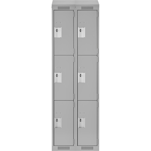 Clean Line Lockers, 3 -tier, Bank of 2, 24" x 18" x 78", Steel, Grey, Rivet (Assembled) M & M Nord Ouest Inc