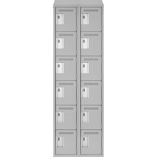 Clean Line Lockerette , 6 -tier, Bank of 2, 24" x 18" x 78", Steel, Grey, Rivet (Assembled) M & M Nord Ouest Inc