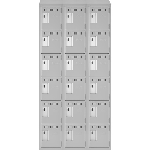 Clean Line Lockerette , 6 -tier, Bank of 3, 36" x 18" x 78", Steel, Grey, Rivet (Assembled) M & M Nord Ouest Inc