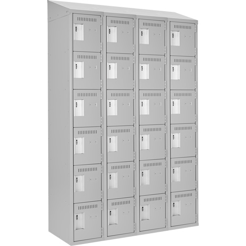 Clean Line Lockerette , 6 -tier, Bank of 4, 48" x 18" x 78", Steel, Grey, Rivet (Assembled) M & M Nord Ouest Inc
