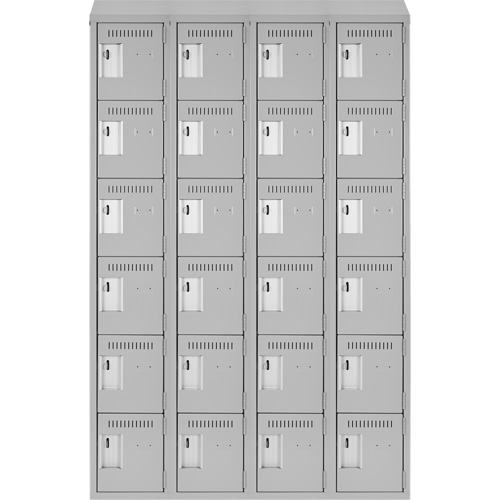 Clean Line Lockerette , 6 -tier, Bank of 4, 48" x 18" x 78", Steel, Grey, Rivet (Assembled) M & M Nord Ouest Inc