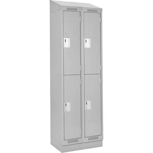 Clean Line Lockers, 2 -tier, Bank of 2, 24" x 18" x 82", Steel, Grey, Rivet (Assembled) M & M Nord Ouest Inc