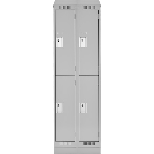 Clean Line Lockers, 2 -tier, Bank of 2, 24" x 18" x 82", Steel, Grey, Rivet (Assembled) M & M Nord Ouest Inc