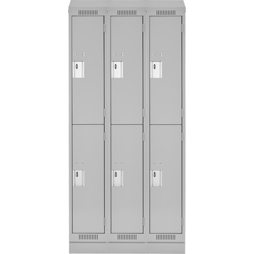 Clean Line Lockers, 2 -tier, Bank of 3, 36" x 18" x 82", Steel, Grey, Rivet (Assembled) M & M Nord Ouest Inc