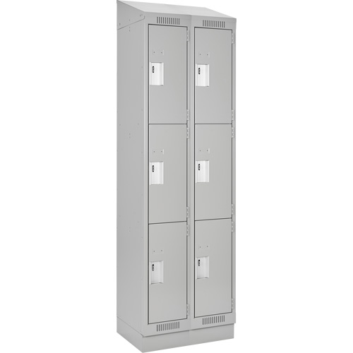 Clean Line Lockers, 3 -tier, Bank of 2, 24" x 18" x 82", Steel, Grey, Rivet (Assembled) M & M Nord Ouest Inc