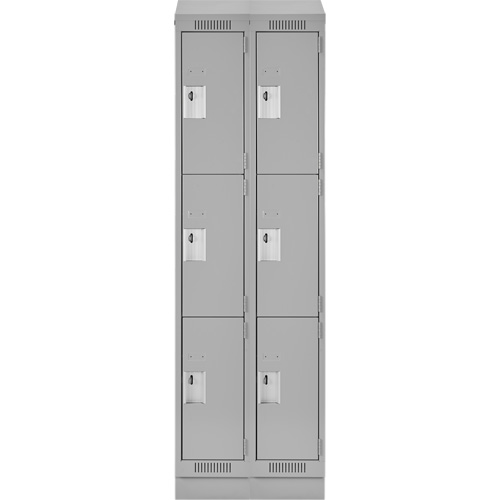 Clean Line Lockers, 3 -tier, Bank of 2, 24" x 18" x 82", Steel, Grey, Rivet (Assembled) M & M Nord Ouest Inc