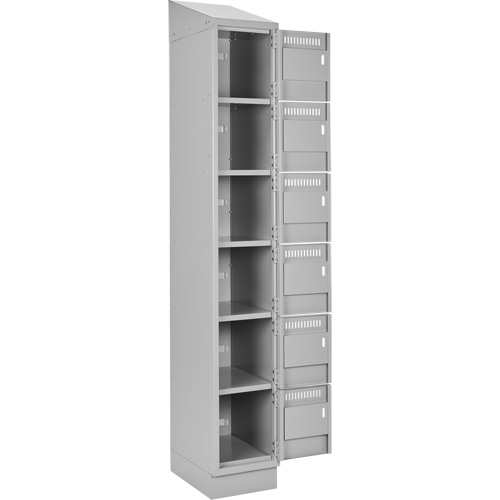 Clean Line Lockerette, 6 -tier, Bank of 3, 36" x 18" x 82", Steel, Grey, Rivet (Assembled) M & M Nord Ouest Inc