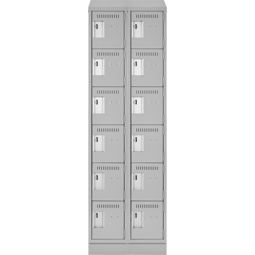 Clean Line Lockerette, 6 -tier, Bank of 2, 24" x 18" x 82", Steel, Grey, Rivet (Assembled) M & M Nord Ouest Inc