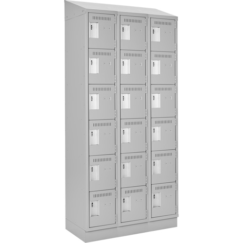 Clean Line Lockerette, 6 -tier, Bank of 3, 36" x 18" x 82", Steel, Grey, Rivet (Assembled) M & M Nord Ouest Inc