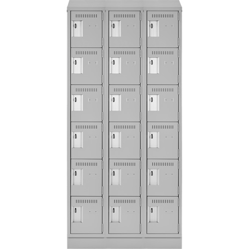 Clean Line Lockerette, 6 -tier, Bank of 3, 36" x 18" x 82", Steel, Grey, Rivet (Assembled) M & M Nord Ouest Inc
