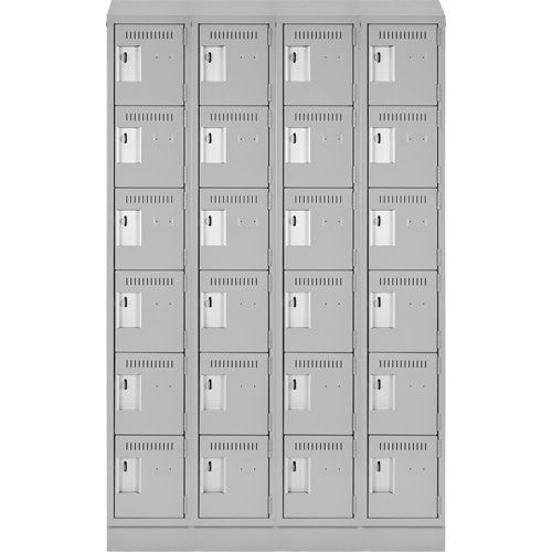 Clean Line Lockerette, 6 -tier, Bank of 4, 48" x 18" x 82", Steel, Grey, Rivet (Assembled) M & M Nord Ouest Inc