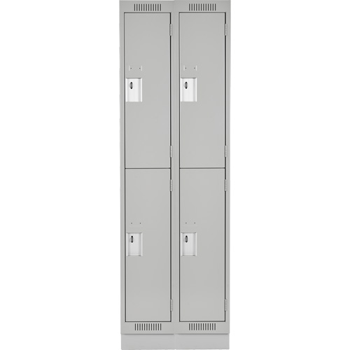 Clean Line Lockers, 2 -tier, Bank of 2, 24" x 18" x 76", Steel, Grey, Rivet (Assembled) M & M Nord Ouest Inc