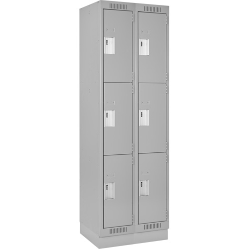 Clean Line Lockers, 3 -tier, Bank of 2, 24" x 18" x 76", Steel, Grey, Rivet (Assembled) M & M Nord Ouest Inc