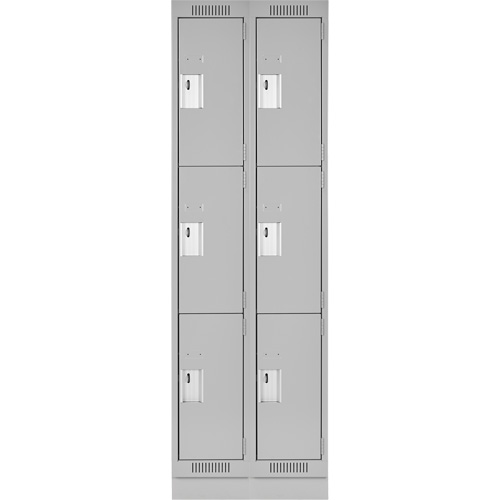 Clean Line Lockers, 3 -tier, Bank of 2, 24" x 18" x 76", Steel, Grey, Rivet (Assembled) M & M Nord Ouest Inc