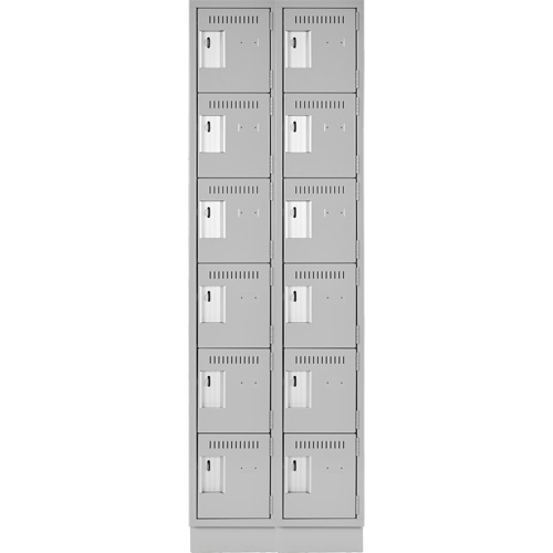 Clean Line Lockerette, 6 -tier, Bank of 2, 24" x 18" x 76", Steel, Grey, Rivet (Assembled) M & M Nord Ouest Inc