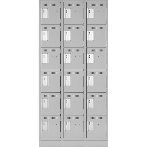 Clean Line Lockerette, 6 -tier, Bank of 3, 36" x 18" x 76", Steel, Grey, Rivet (Assembled) M & M Nord Ouest Inc