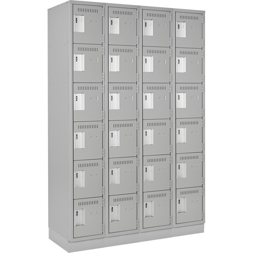 Clean Line Lockerette, 6 -tier, Bank of 4, 48" x 18" x 76", Steel, Grey, Rivet (Assembled) M & M Nord Ouest Inc