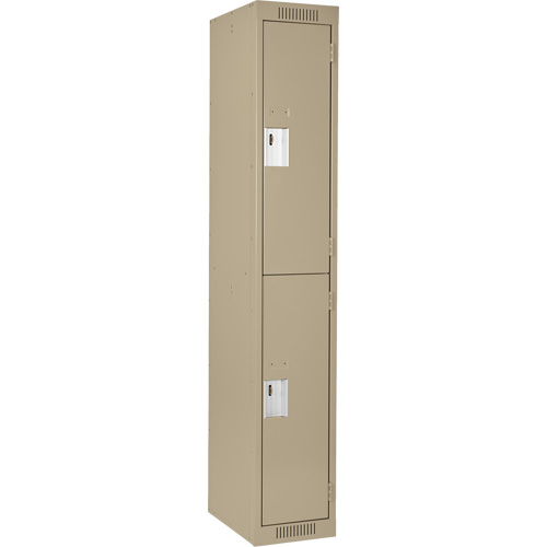 Clean Line Lockers, 2 -tier, 12" x 18" x 72", Steel, Beige, Rivet (Assembled) M & M Nord Ouest Inc