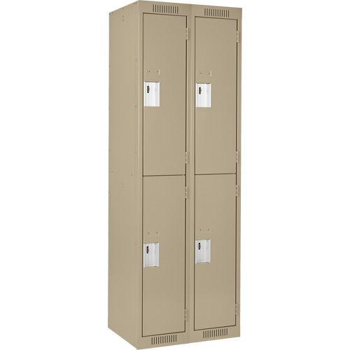 Clean Line Lockers, 2 -tier, Bank of 2, 24" x 18" x 72", Steel, Beige, Rivet (Assembled) M & M Nord Ouest Inc