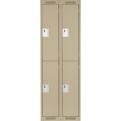 Clean Line Lockers, 2 -tier, Bank of 2, 24" x 18" x 72", Steel, Beige, Rivet (Assembled) M & M Nord Ouest Inc