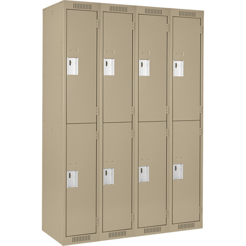 Clean Line Lockers, 2 -tier, Bank of 4, 48" x 18" x 72", Steel, Beige, Rivet (Assembled) M & M Nord Ouest Inc