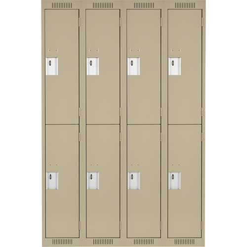 Clean Line Lockers, 2 -tier, Bank of 4, 48" x 18" x 72", Steel, Beige, Rivet (Assembled) M & M Nord Ouest Inc