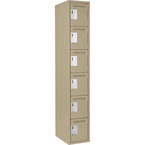 Clean Line Lockerette, 6 -tier, 12" x 18" x 72", Steel, Beige, Rivet (Assembled) M & M Nord Ouest Inc