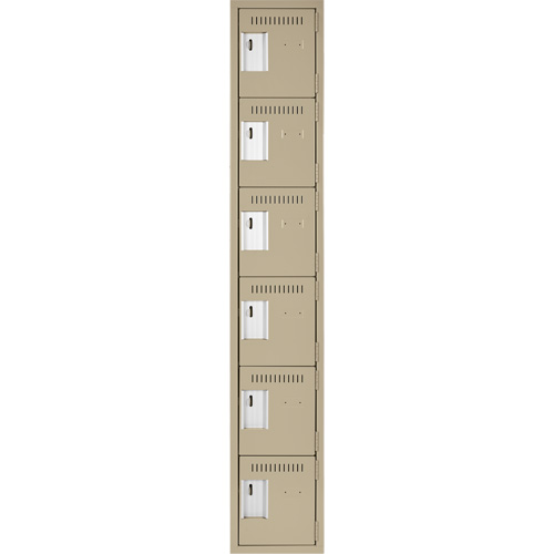 Clean Line Lockerette, 6 -tier, 12" x 18" x 72", Steel, Beige, Rivet (Assembled) M & M Nord Ouest Inc